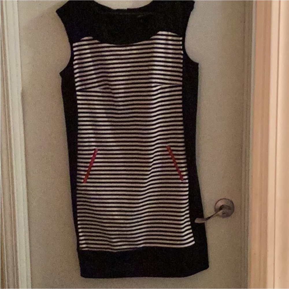 Chetta B Black and White Striped Dress Size 14